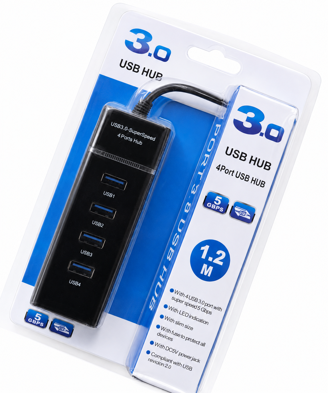 هاب 4 پورت USB 3.0 طول کابل 120 سانتیمتر